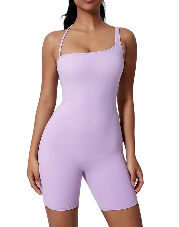 Women's Seamless Gym Shorts Cross Straps Rompers Fitness Yoga Wear Bodysuit One Piece Jumpsuit for Workouts