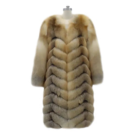 Quality Wholesale Women Luxury Extra Long Fur Jacket Real Natural Fox Fur Winter Coat