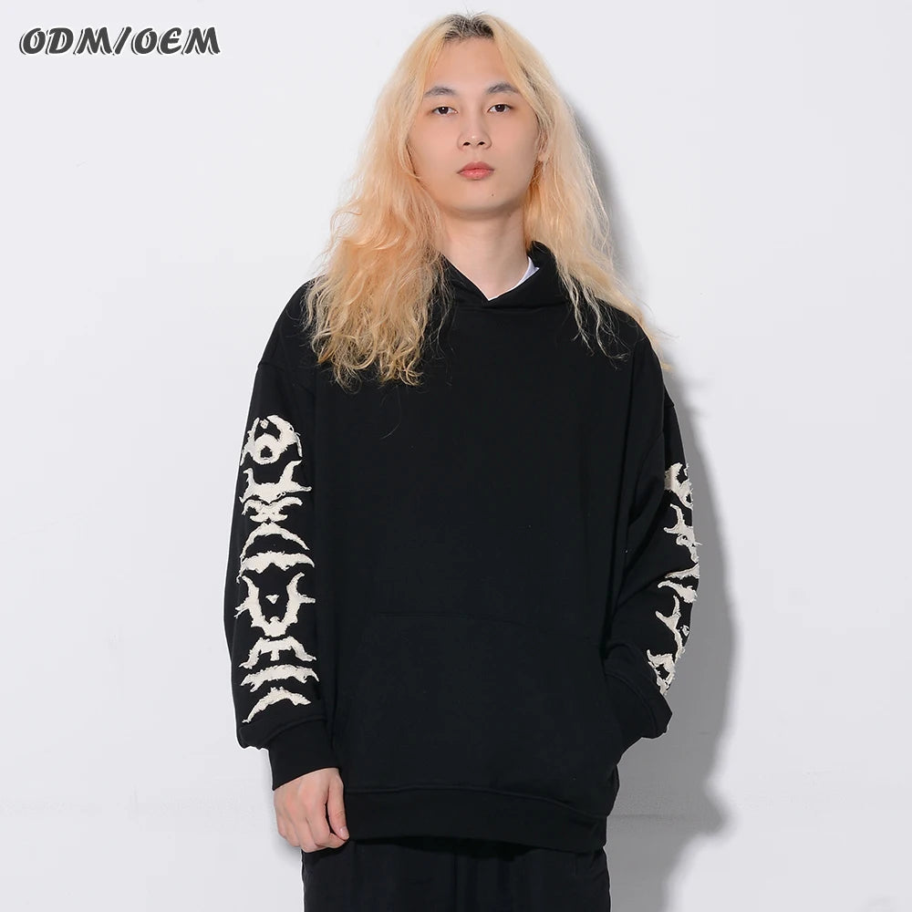 Heavy Weight Hoodies Custom Cotton Oversized Heavy Fleece Thick Embroidery Patches Streetwear Hoodies for Men