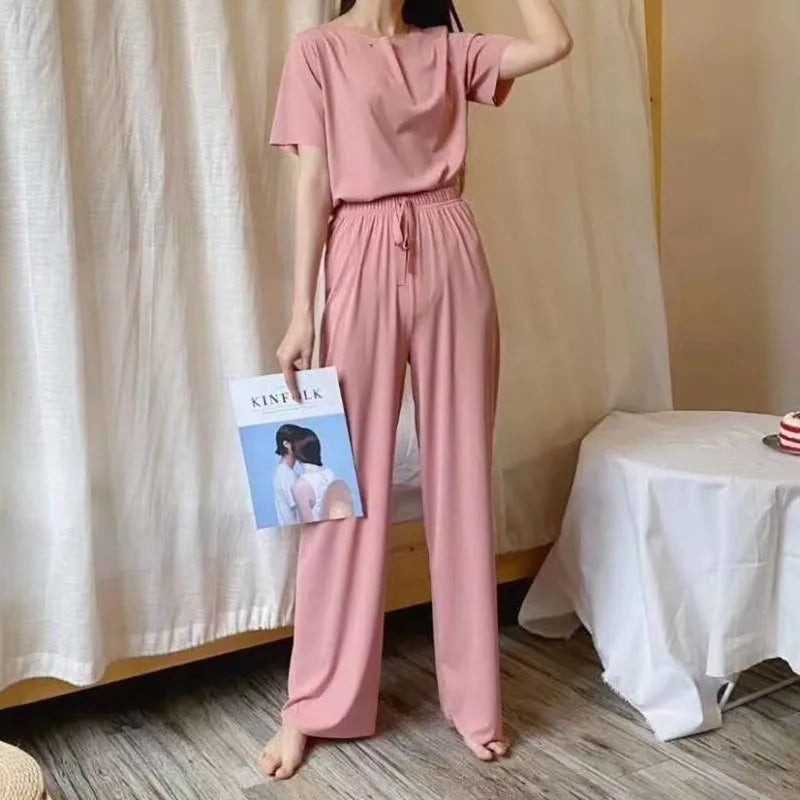 Boutique Wholesale 2026 Summer Pajamas Leisure Soft Soft Suit Thin Section Fashion Homewear Two Piece Women's Sets