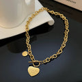Fashion OT Buckle Stainless Steel PVD Plating Engraving Love U More  Heart Pendant Necklace Mothers' Day Gift