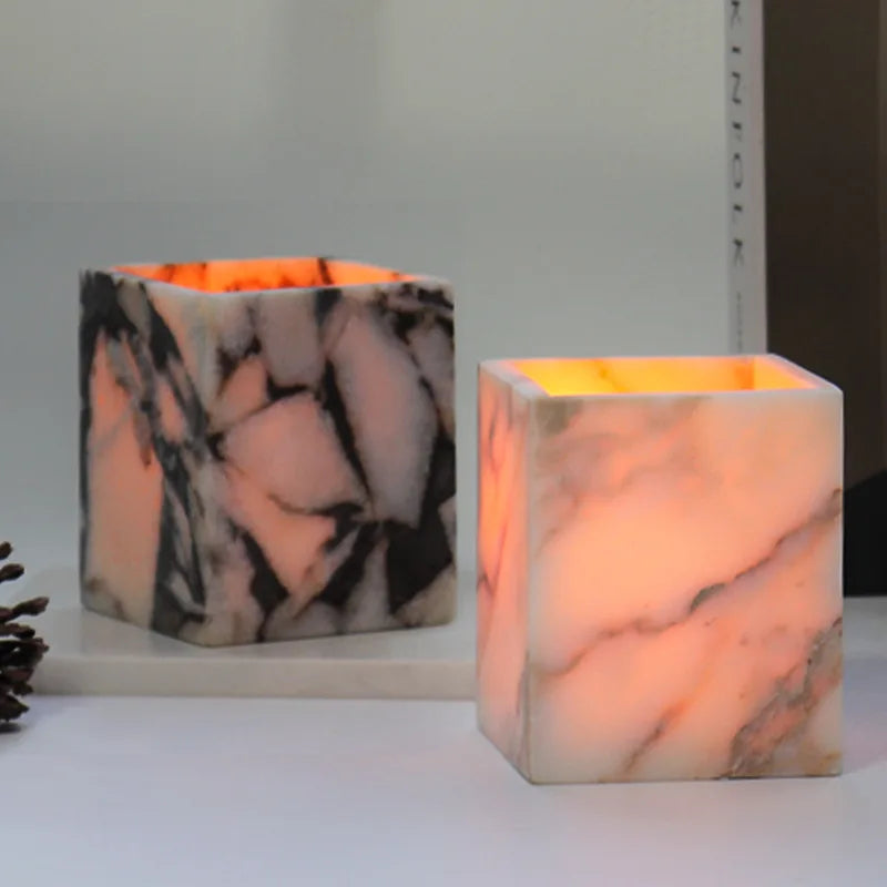 Stonekocc Natural Marble Mixed Color Stone Aromatherapy Candle Cup Decoration Creative Home and Hotel Decoration Candle Holder