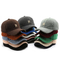 Winter Warm Lamb Wool Outdoor Travel Solid Color Plush Fleece Embroidered Logo Letters Baseball Hat for Men Women