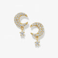 LOZRUNVE Gold Vermeil Sterling Silver 925 Diamond CZ Drop Moon Stud Earring Jewelry Women