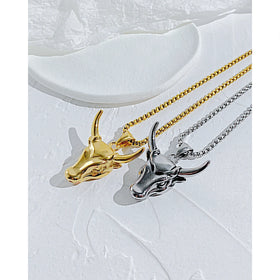 Personalized Cattle Pendant Fashion Men Stainless Steel Necklace Zodiac Tauren Pendant Retro Hip Hop Men's Necklace