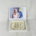 Cream Velvet Wedding Invitation Box Custom Wedding Logo Oval Thick Acrylic Wedding Cards Invitation With Photo