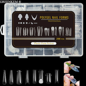 Newest 288Pcs Silicone Pad Nail Dual Form System Upper Forms for Nail Extensions Mold Quickly Building Gel Dual Form Nail Tips
