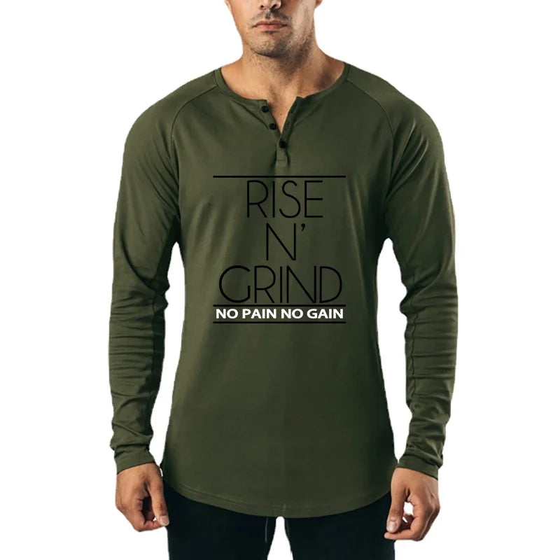 Wholesale Autumn Running T Shirt Fashion Men's Cotton Gym Clothing Fitness Bodybuilding Shirts Silm Fit Long Sleeve Sportswear