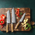 HEZHEN New Damascus Steel Chef Knife Set Professional Kitchen Slicing Knives Linen Micarta Handle