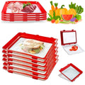 New Version Plastic Reusable Food Fresh Plate Save Space Stacking Food Storage Trays for Vegetable Meat
