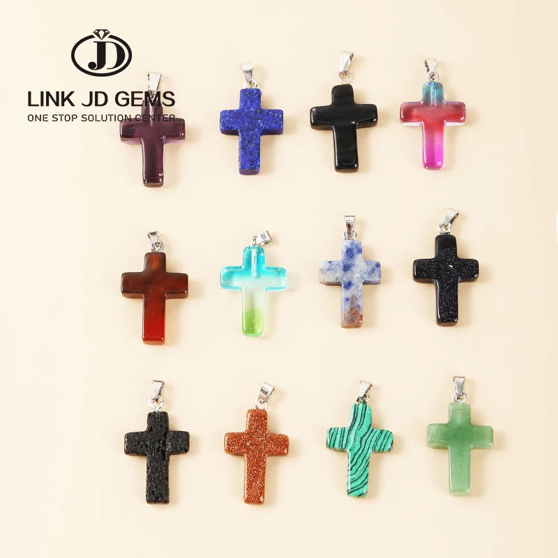 JD Professional Experience Company Made Jewelry Popular New Listing Natural Stone Cross Shape Pendant for Women