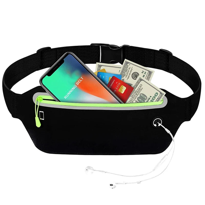 Ultra Slim Large Capacity Sweatproof Running Belt Bag Unisex Travel Money Belt Waterproof Custom Pouch Waist Bag Running Belts