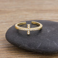 QIKU White Cross Shape Women Opening Adjustable Copper Zircon Jewelry Accessories Party Gift Daily Wear Wholesale Dropshipping