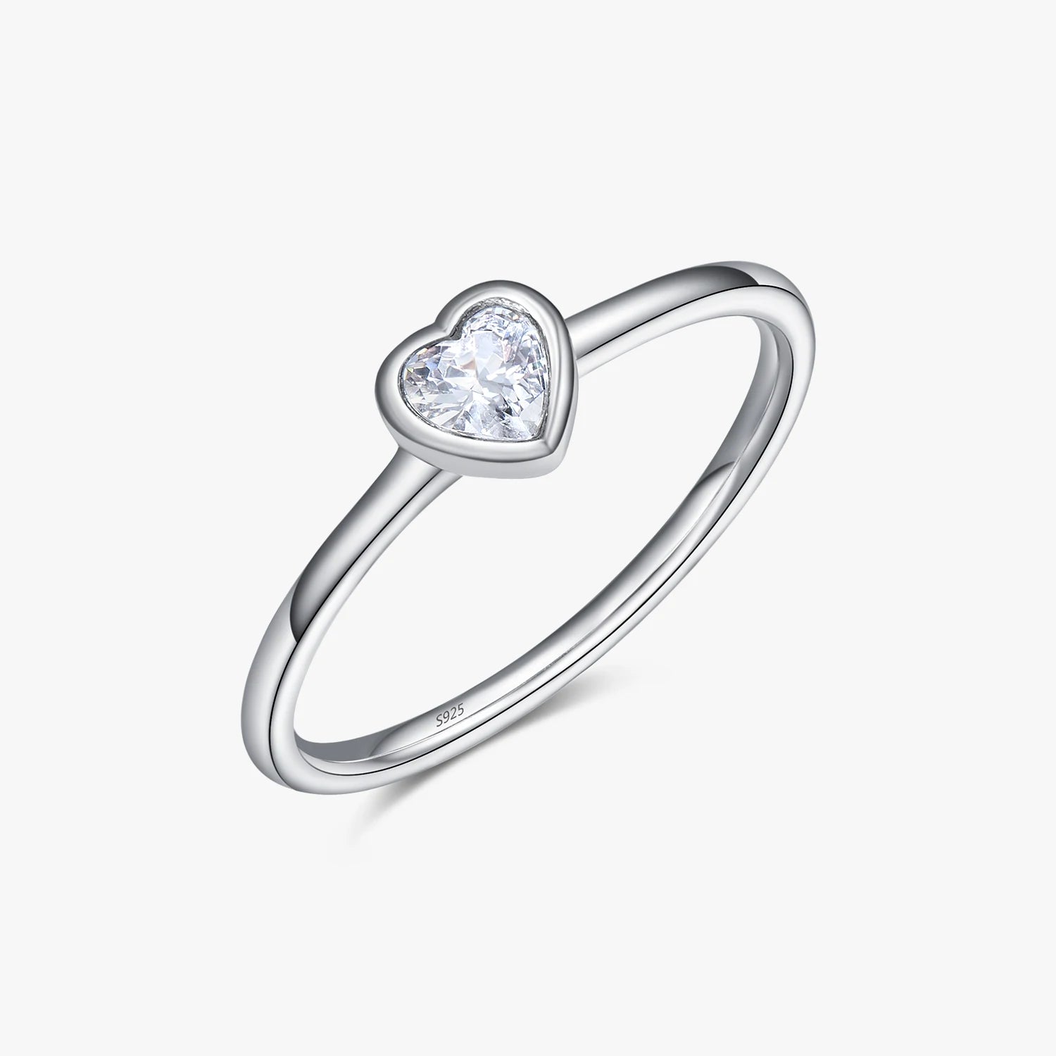 Real 925 Sterling Silver Romantic Sparkling Heart Zirconia Wedding Engagement Band Rings for Women Fine Jewelry