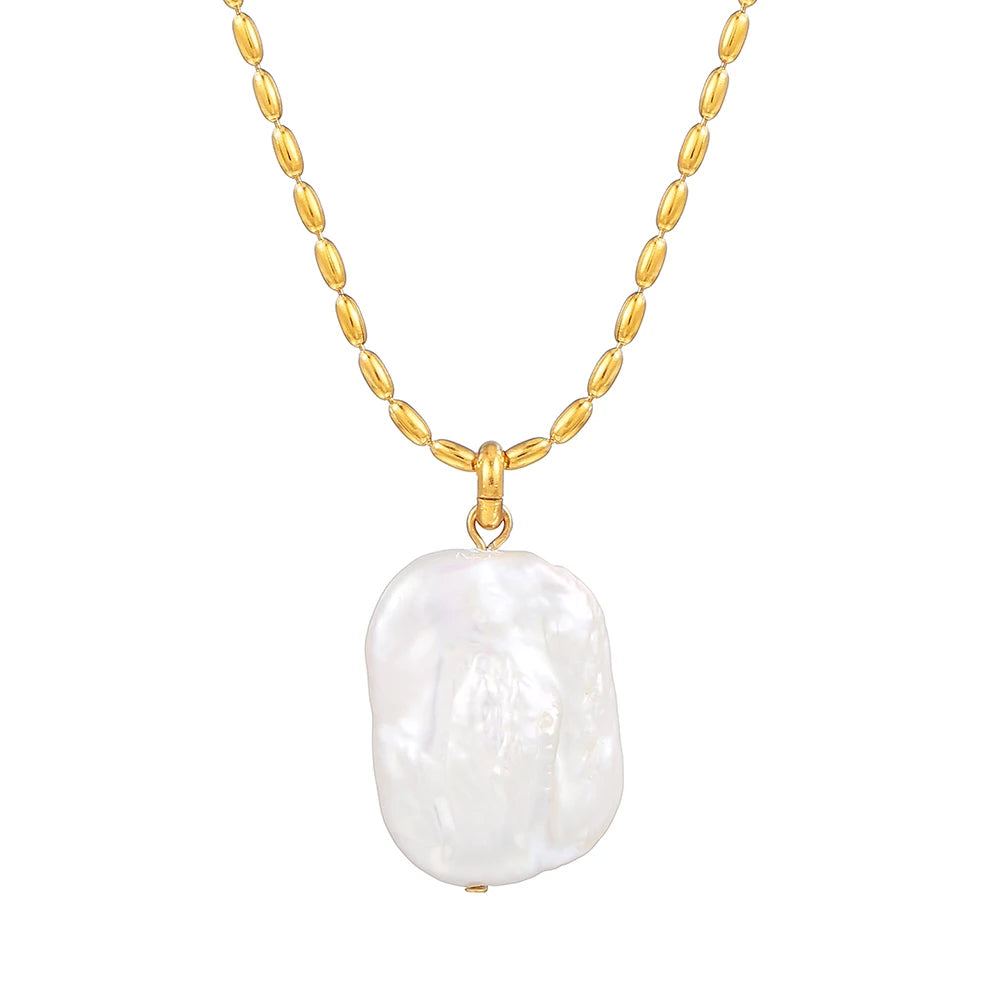 Wholesale Premium Stainless Steel Necklaces with Glossy Natural Freshwater Pearls Timeless Elegance Accessories MegaBDM