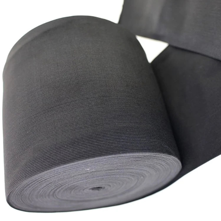 Stock Wide Elastic Knit Polyester Rubber Webbing Band 7-20 cm Black White Eco-Friendly 50 Yards KAYA KYEB003 0.9mm Thickness