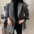 Boutique Wholesale 2026 Autumn French Style Single Breasted Loose and Versatile Solid Color Long Sleeved Woolen Women's Jacket
