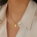 Good Quality Fashion Choker Necklace Stainless Steel 18K Gold Filled Oval Rose Flower Pendant Necklace for Women