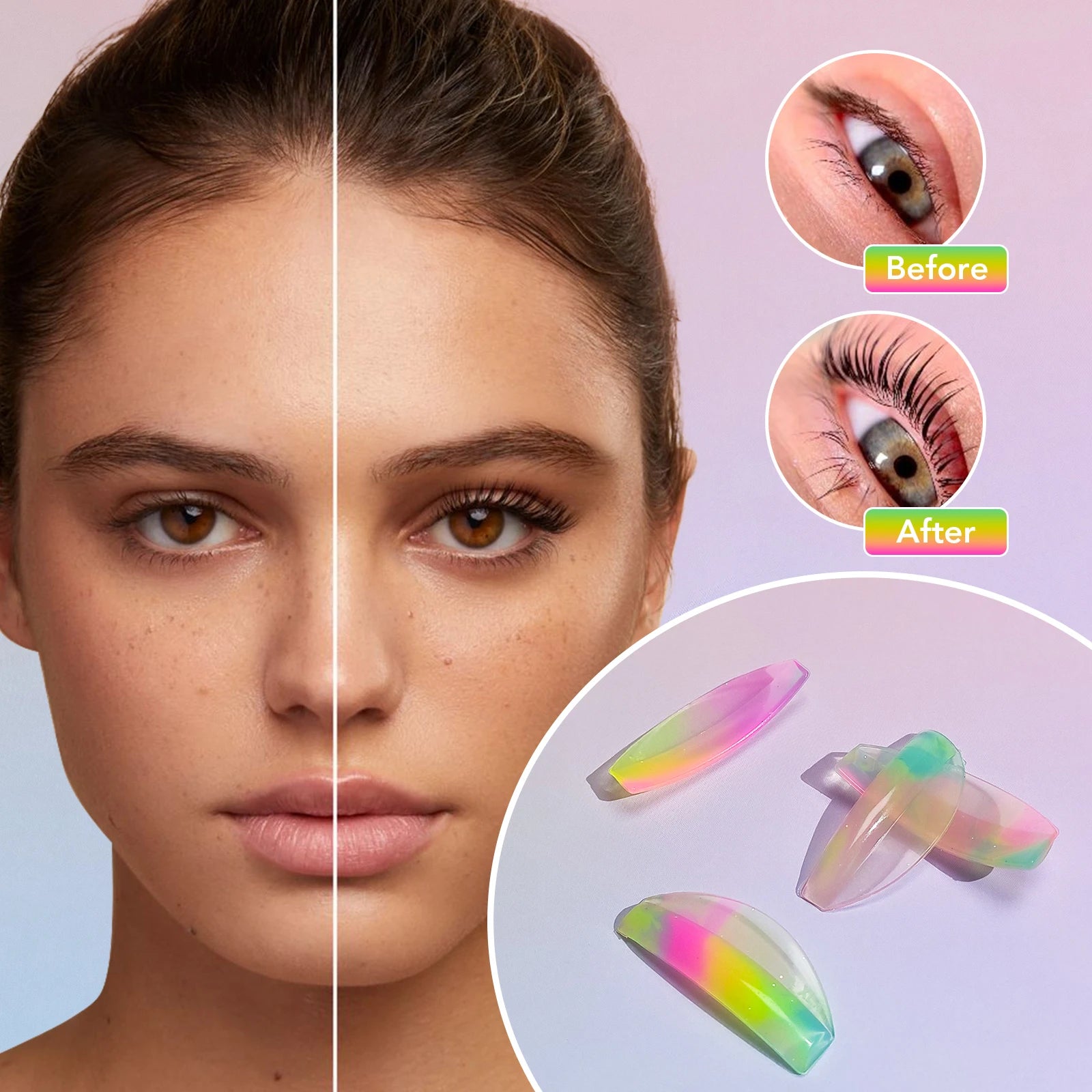 New Design Colorful Lash Lift Pads Reusable 8 Pair Lash Lift Shield No Glueless Jelly Lash Lift Perm Rod