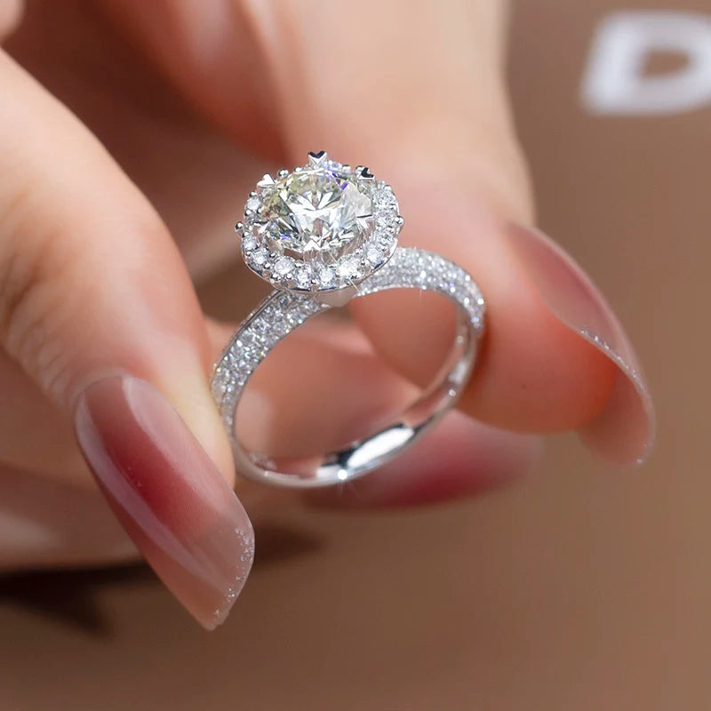 Messi Jewelry MSR-1300 IGI Lab Diamond Ring 1.45ct Round Diamond 18k Gold Ring Engagement Wedding Band Classic Gift Band
