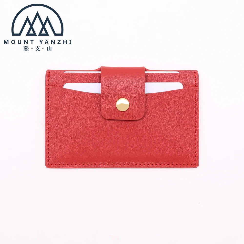 Mount Yanzhi MYZ-CH-2313 Luxury Handmade Custom Logo Slim RFID Blocking Leather Credit Card Holder Business Cards ID Case Snap