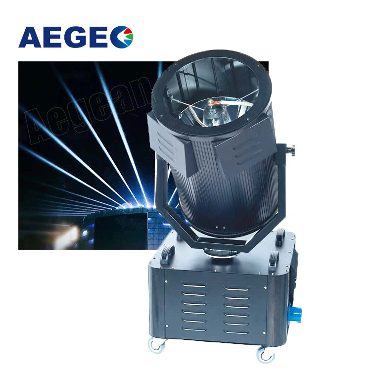 2KW HID Super Bright Waterproof Outdoor Searchlight with 1KM-2KM Beam Distance 45 Degree Beam Angle Sky Tracker & Road Case