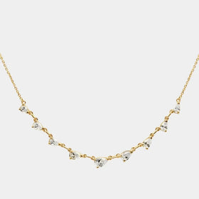 [Titanium Steel] Zircon Oval Round Pendant Necklace Simple Fashion Vacuum Plating in Furnace