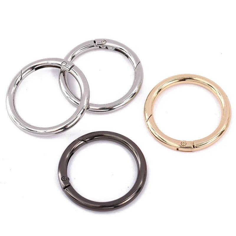 Plating Gold Silver Black 32mm Large Diameter Metal Spring Ring Round Carabiner Open O Shaped Ring