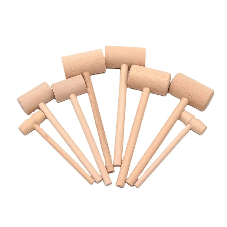 Small Mini Wooden Hammer Mallet Pounding Toy Accessories Crafts Cake Tools Crab Smith Chasing Hammer Chocolate Painted Antique