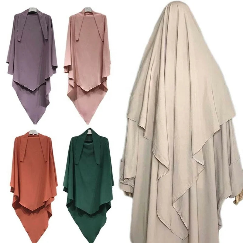 Loriya Wholesale Muslim Women One Layer Long Hijab Abaya Khimar Prayer Headscarf Islamic Clothing