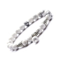 Hot Sale Alloy Natural Stone Beads 8mm Volcanic Stone White Pine Couple Bracelet