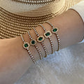 Stainless Steel Bracelet Green Zircon Bracelet Chain Bangles for Women