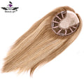Light Density European Human Hair Topper Highlighted Blonde Mono Base Toupee 8'' 14'' Short Length for Women
