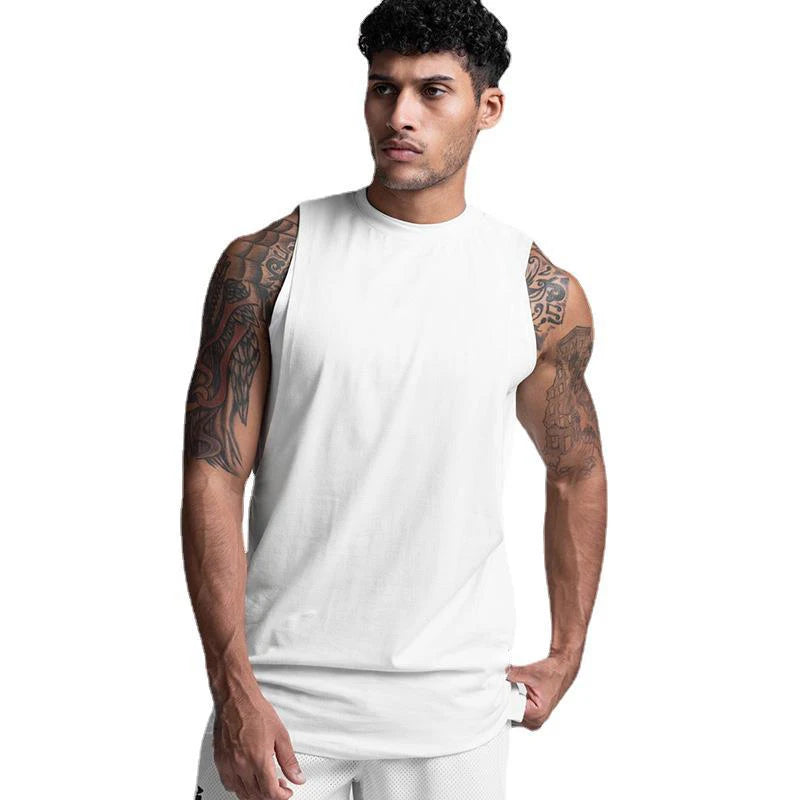 Men's Summer Sleeveless Quick Dry Training Top Breathable Fitness Gym Running Sports Solid Color for Adults