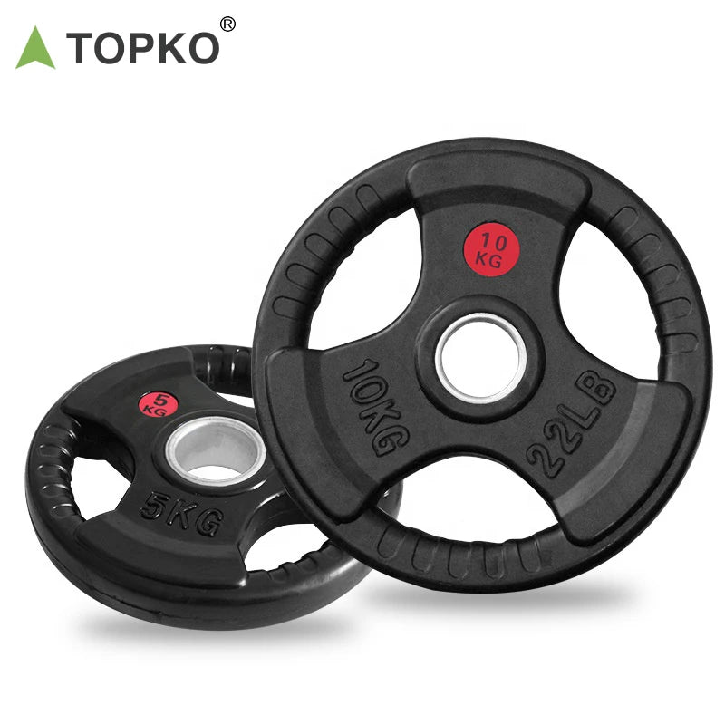 TOPKO Multi Weights Fitness Products Gym Barbell Colorful Rubber Plate Sets Home Gym Equipment