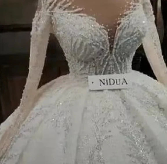 S1085A Drop Shipping High -quality Hot -selling Bride Married Luxury Heavy Work Dragon Tail White Girls Wedding Dress