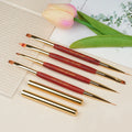 Hechunzi Double Ended 6 10 12mm Nail Art Pen Gel Liner Brushes Flat 3D 4 Pieces Set for Nail Beauty Salon