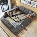 Bedroom Furniture Multi Function Storage Sleeper Sectional Contemporary King Queen Smart Leather Bed