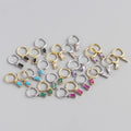 Hot Selling 925 Sterling Silver Colorful Gem Pendant Huggie Earrings Gold Plated Rainbow CZ Hoop Earrings for Mothers Day Gift