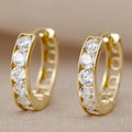 CAOSHI OEM Classic Style Round Zircon Gold Plated Circle Earrings for Women Engagement Wedding Fashion Jewelry CZ Hoop Earrings