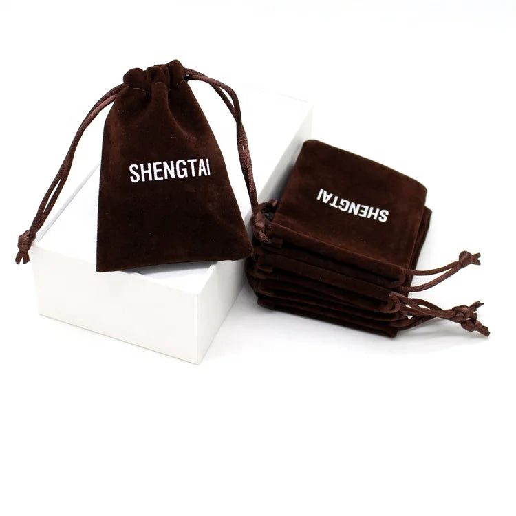 2023 Latest Style Jewellery Drawstring Velvet Gift Bag Brown Velvet Bag