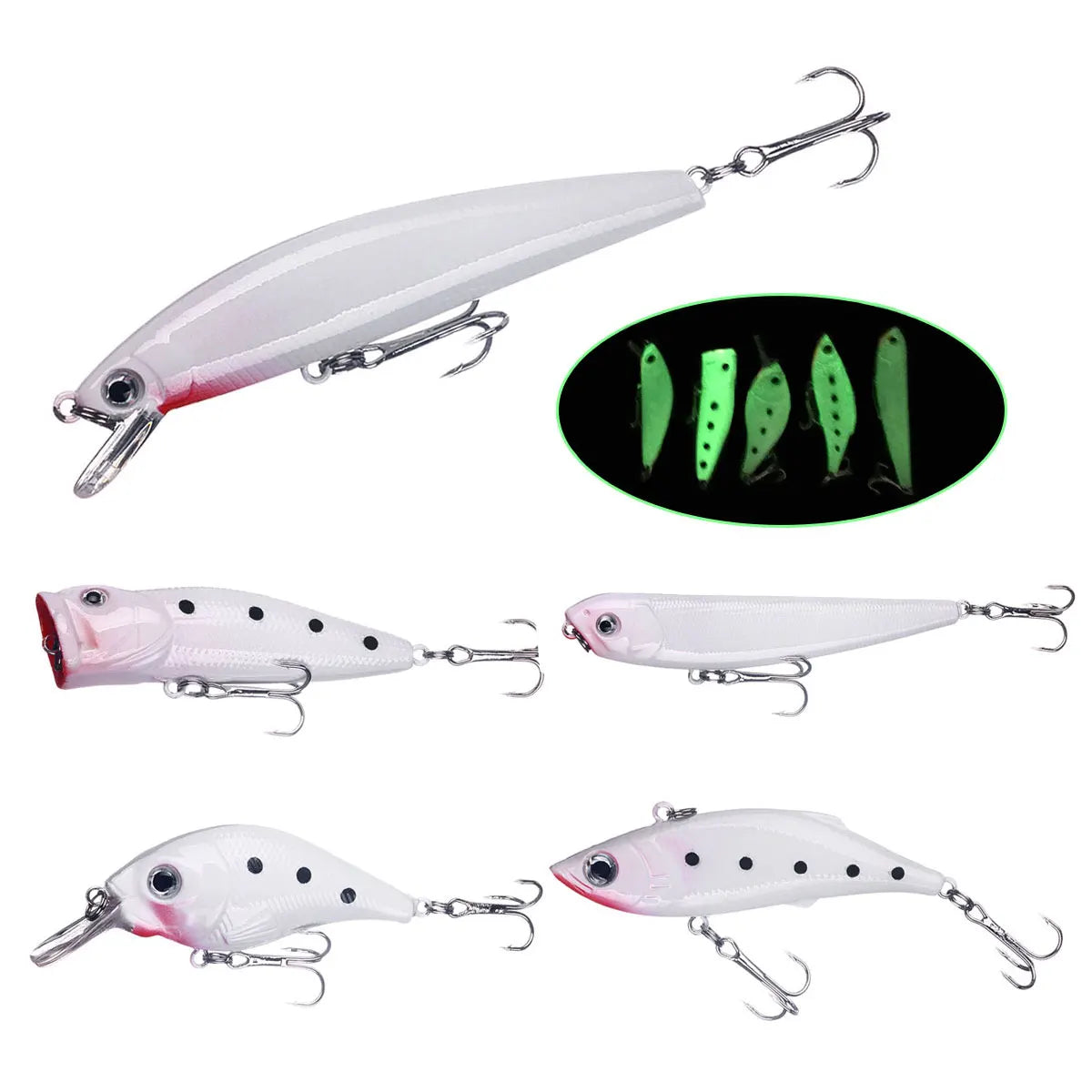 Luminous Fishing Lures Glowing Minnow VIB Pencil Crankbait Popper Fishing Pesca