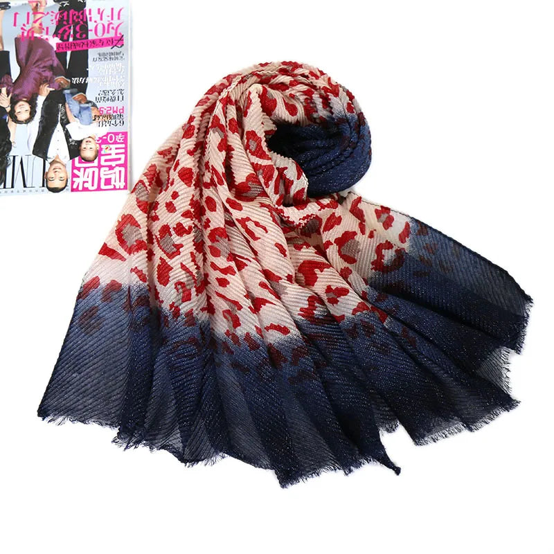 Wholesale Customized Golden Leopard Print Cotton Hijab Scarf Muslim Hijab Hot Selling Scarf Cotton Hijab