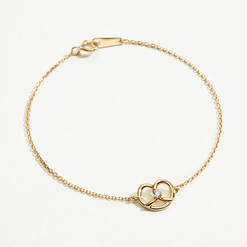 Wholesale Minimalist Unique Lovely Cookie Shape Zircon 925 Sterling Silver 18k Gold Plated Fine Jewelry Bracelet for Women