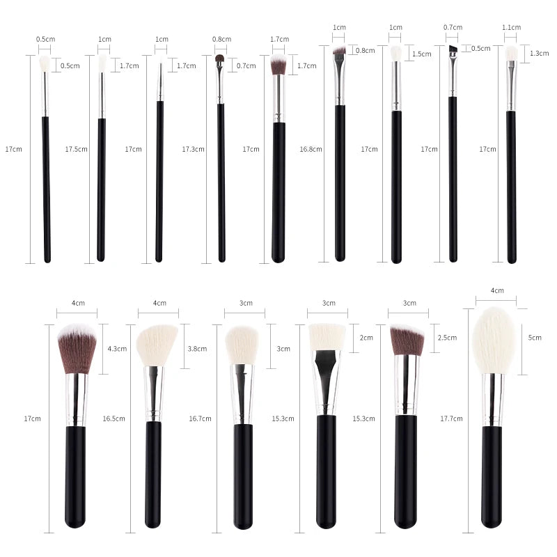 12pcs Natural Hair Makeup Tools Accept Customize logo Private Label Eye Eyeshadow Brushes Black Silver Style Makeup Brush Set