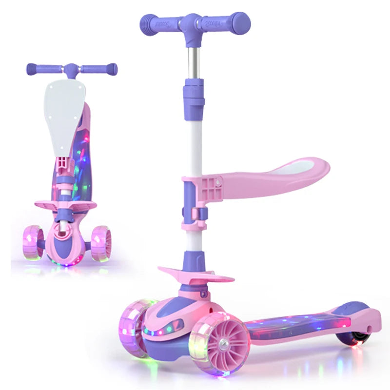 Children Scooter for Kids 3 Wheels Adjustable Height Lean to Steer Extra-Wide Deck Kids Scooter With LED Light up Wheels