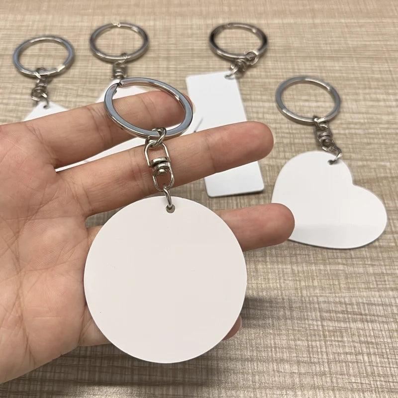 Factory Wholesale OEM Size Shape Logo Photo Sublimation Blank Double-Sided Metal Aluminum Keychains