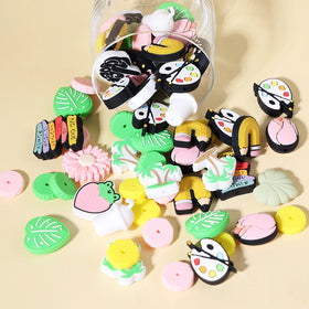 Eco-friendly Flower Pencil Angel Designer Beads Focal Wristlet Keychain Bracelet Bpa Free Silicone Focal Beads for Pen Making
