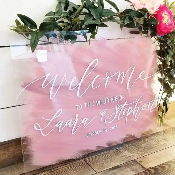 Thandes Welcome Wedding Sign Metal Shelf Wedding Supplies Acrylic Welcome Sign Wedding for Front Door Welcome Signs