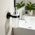 Wall Mount Manual Liquid Soap Dispenser Zinc Alloy Round Base Holder Glass Material for Hotels